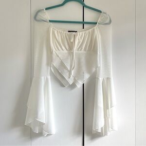 Dolls Kill Current Mood Wild Attraction Crop Top in Off White Size XXS